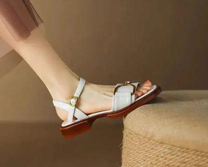 Amara Buckled Flat Sandals