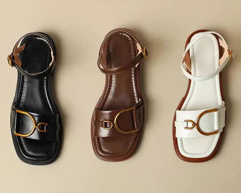 Amara Buckled Flat Sandals