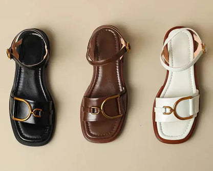 Amara Buckled Flat Sandals